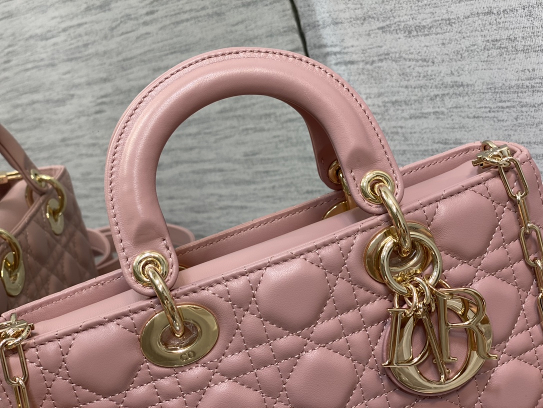 Medium Lady D-Joy Bag Pink Cannage Lambskin